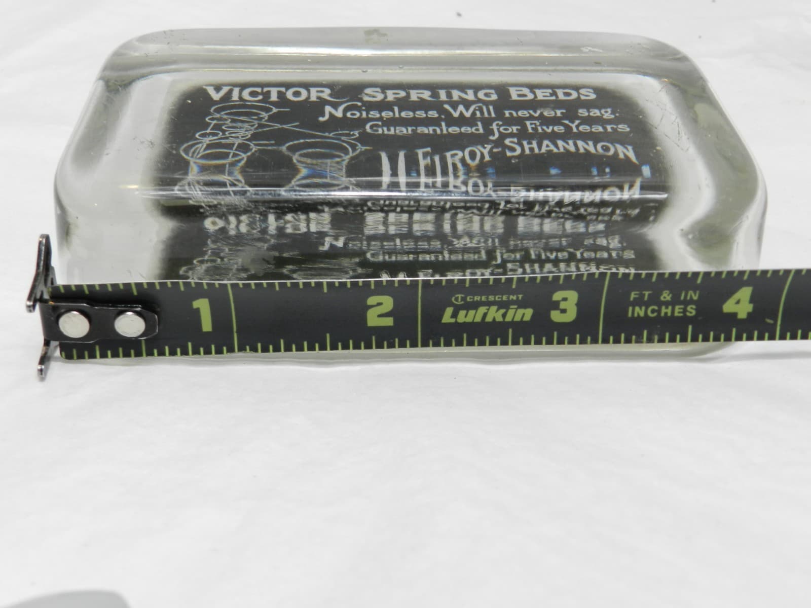 Vintage Glass Paper Weight Victor Spring Beds McElroy-Shannon Louisville KY Z83S - Thumbnail 4