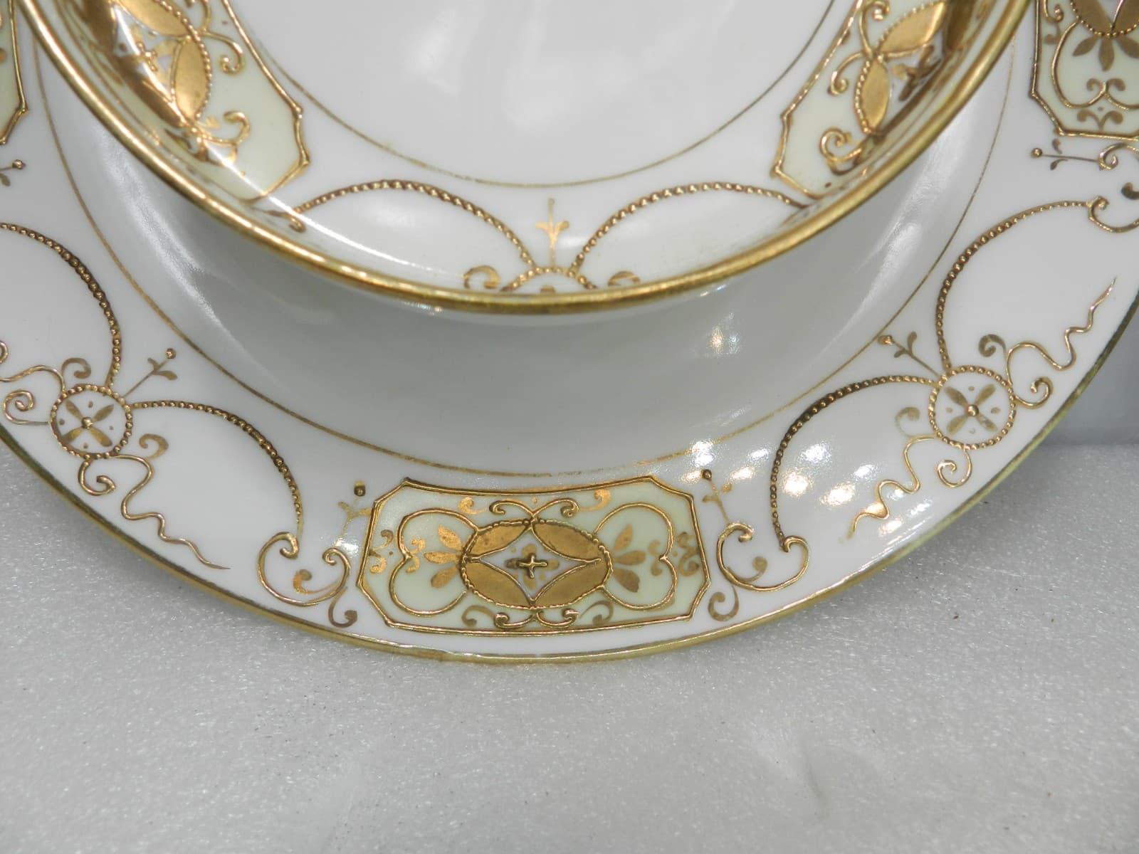 Vintage Nippon Hand Painted Two Tiered Serving Dish Gold Trim (H30J) - Thumbnail 5