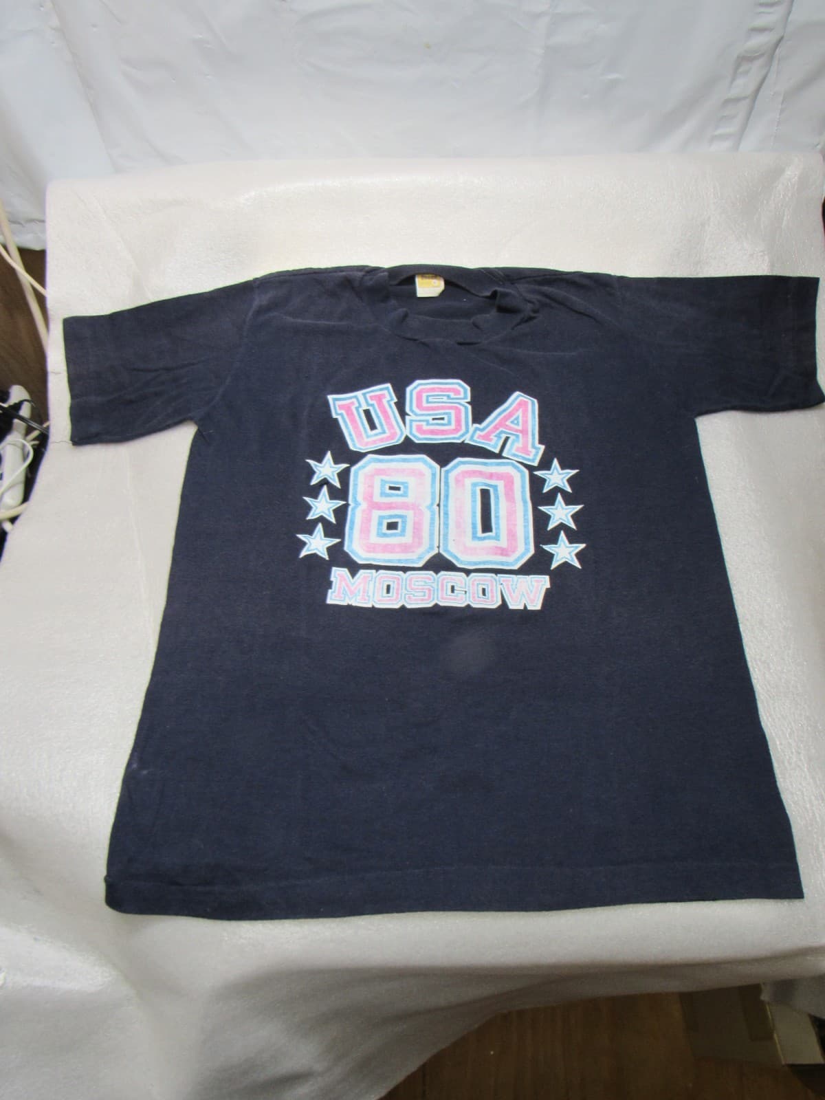 Vintage 1980 Moscow Russia USA Summer Olympics T-Shirts Size Med. large (T78JJ) - Thumbnail 4