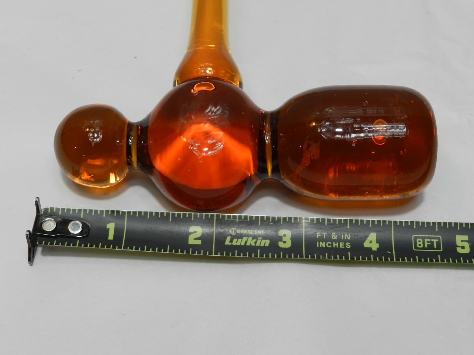 Vintage Hand Blown Glass Amber Ball Peen Hammer Art Glass 11" (Z82S) - Thumbnail 7