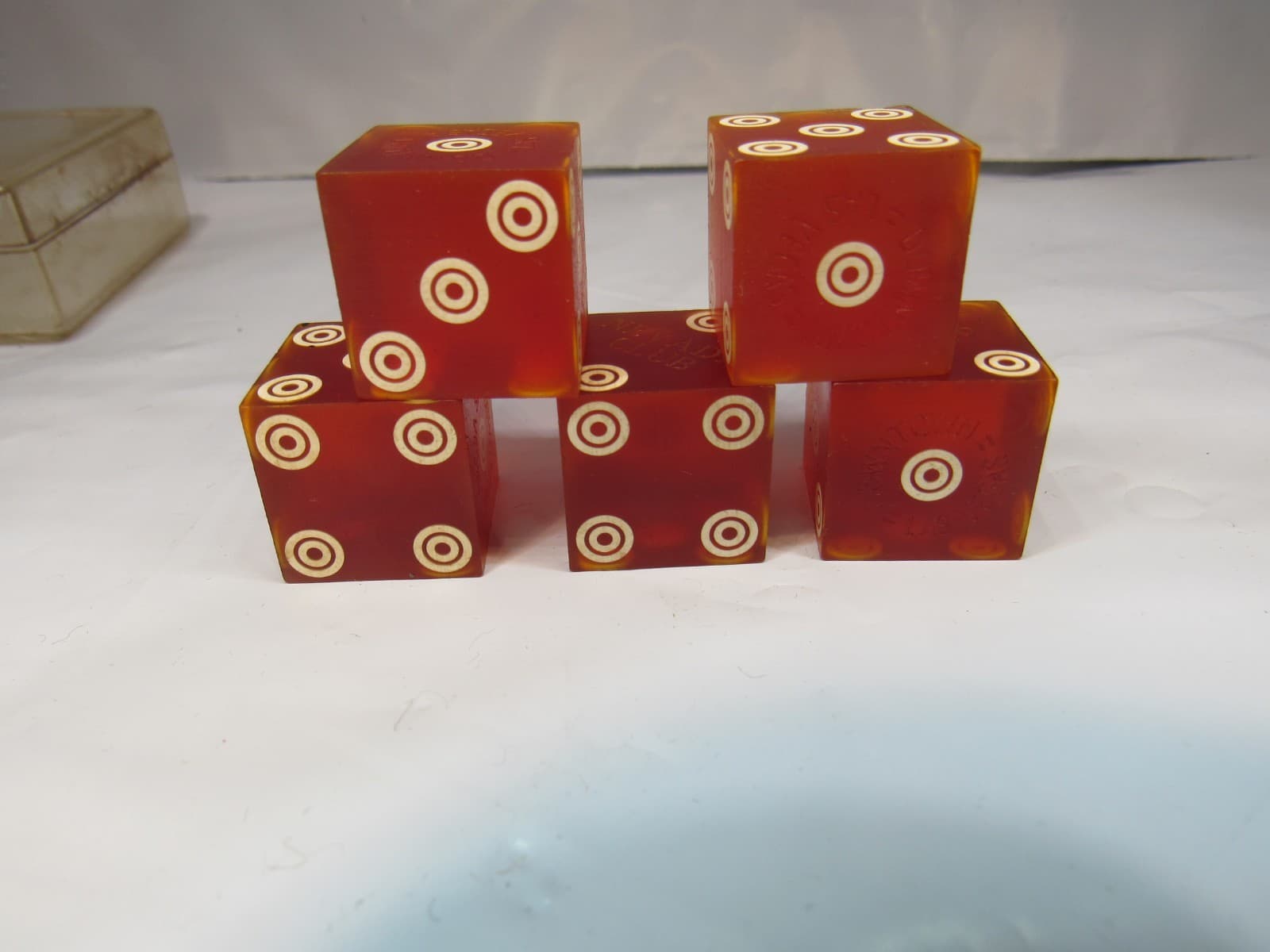 5 Vintage Nevada Club Vegas Casino Dice Die Set Nevada Red Target Design (T76JJ) - Thumbnail 2
