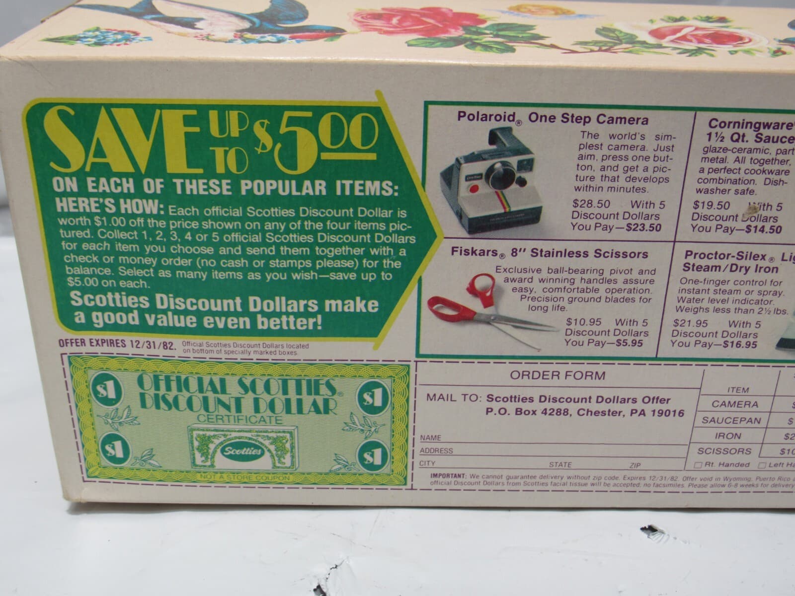 Vintage 1980s UnOpened Scotties Tissue Box Cherubs, Birds & Flowers (R22J) - Thumbnail 8