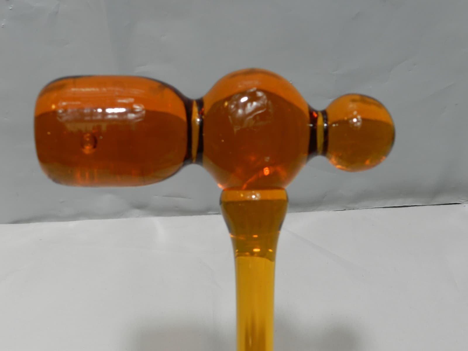 Vintage Hand Blown Glass Amber Ball Peen Hammer Art Glass 11" (Z82S) - Thumbnail 4
