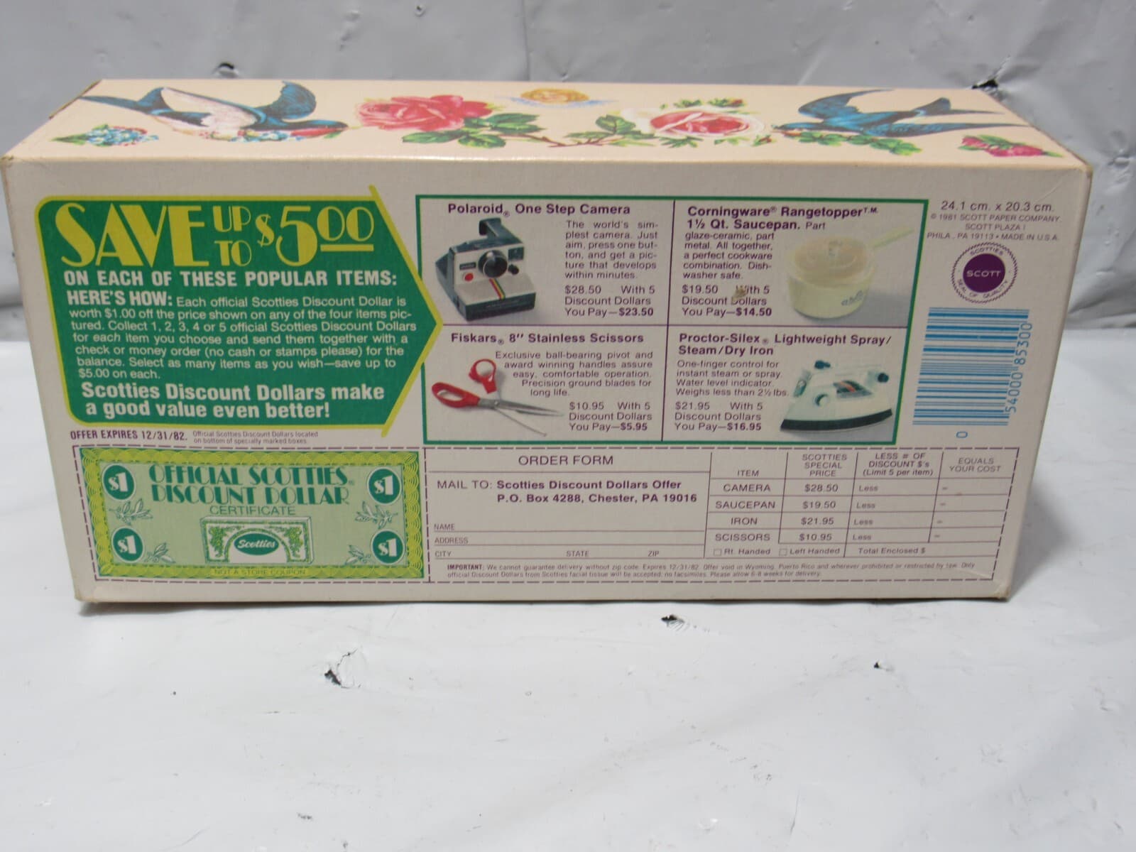 Vintage 1980s UnOpened Scotties Tissue Box Cherubs, Birds & Flowers (R22J) - Thumbnail 6