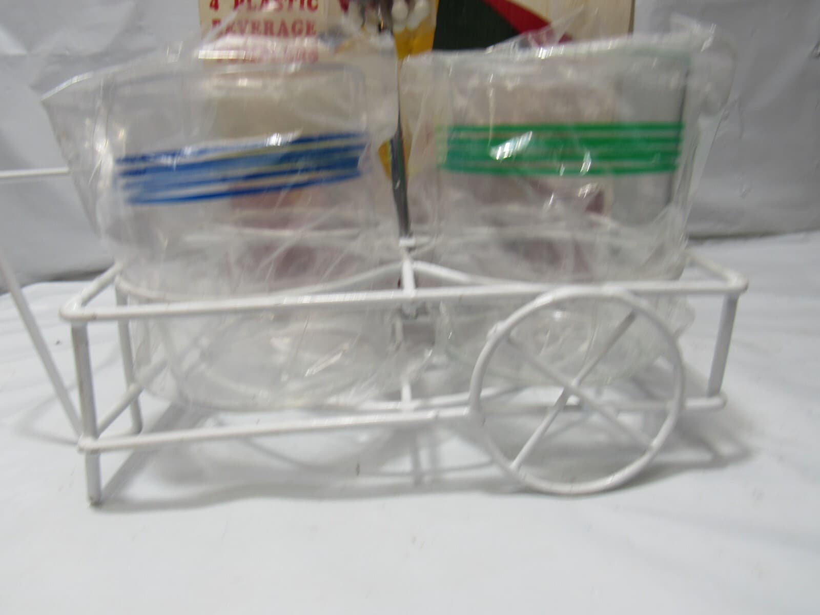 Vintage Umbrella Patio Cart w 4 Tumblers Tabletop Cup Holder Pool Beach R24J - Thumbnail 6