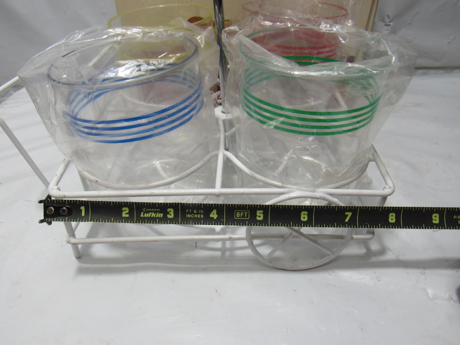 Vintage Umbrella Patio Cart w 4 Tumblers Tabletop Cup Holder Pool Beach R24J - Thumbnail 8