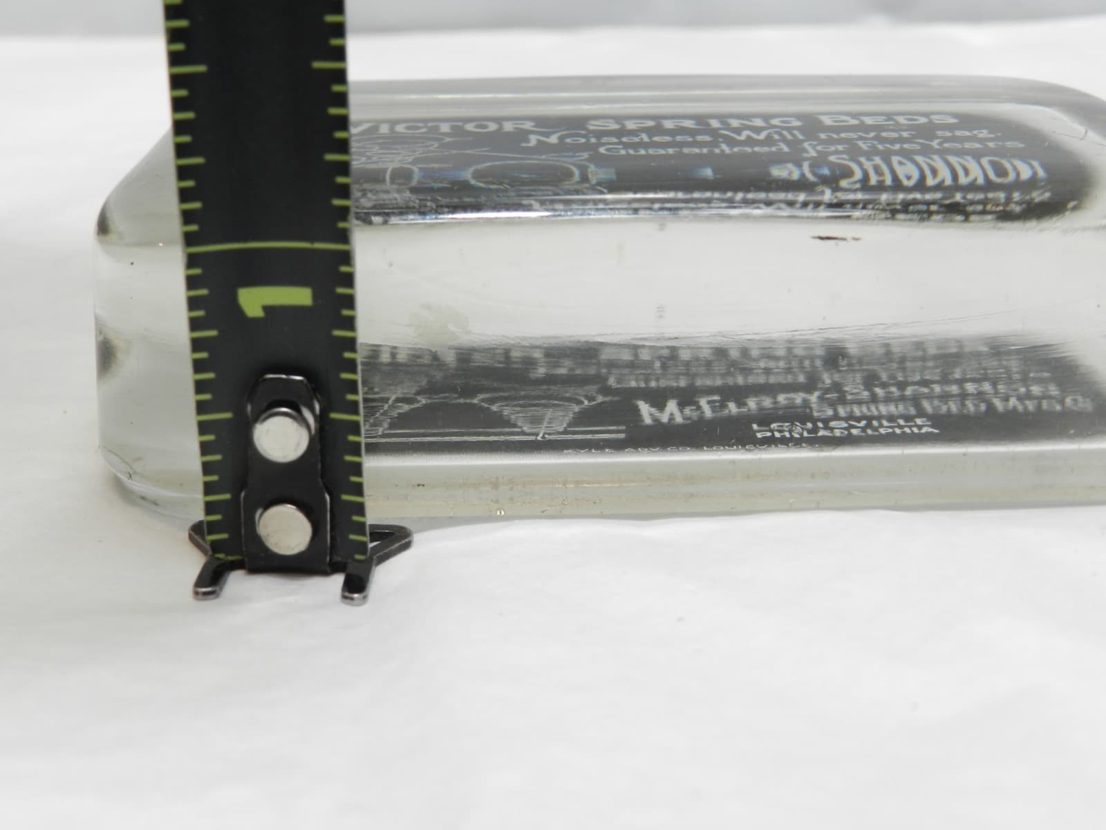 Vintage Glass Paper Weight Victor Spring Beds McElroy-Shannon Louisville KY Z83S - Thumbnail 6