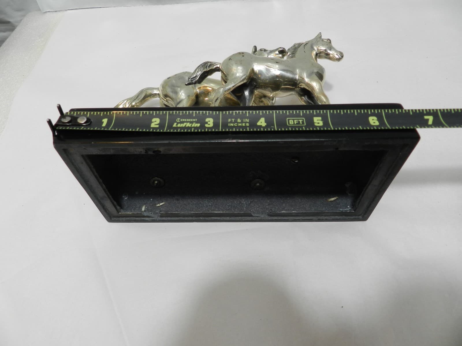 Vintage Silver Horse (Mare & Foal) Statue Black Base 6" Tall (Z86S) - Thumbnail 9