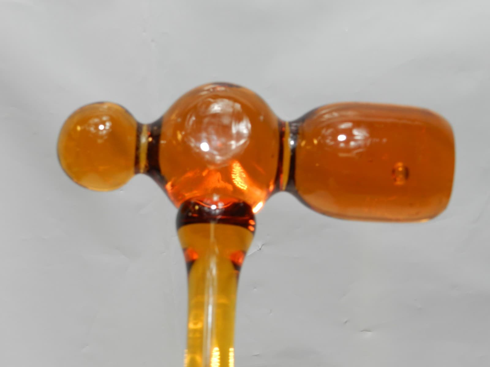 Vintage Hand Blown Glass Amber Ball Peen Hammer Art Glass 11" (Z82S) - Thumbnail 8