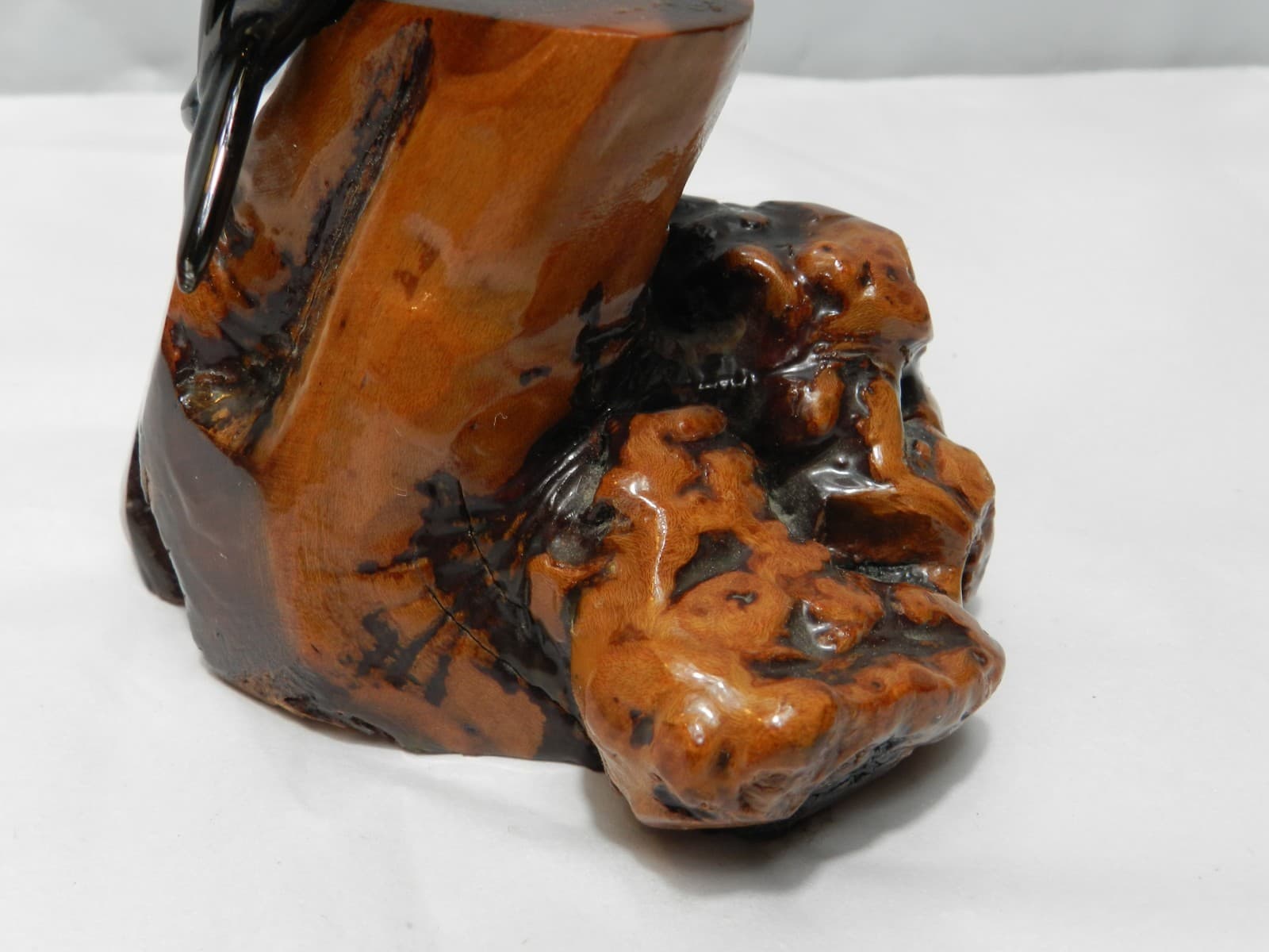 Orca Killer Whale Sculpture Mounted On Burlwood Base Artist John Perry Z84S - Thumbnail 5