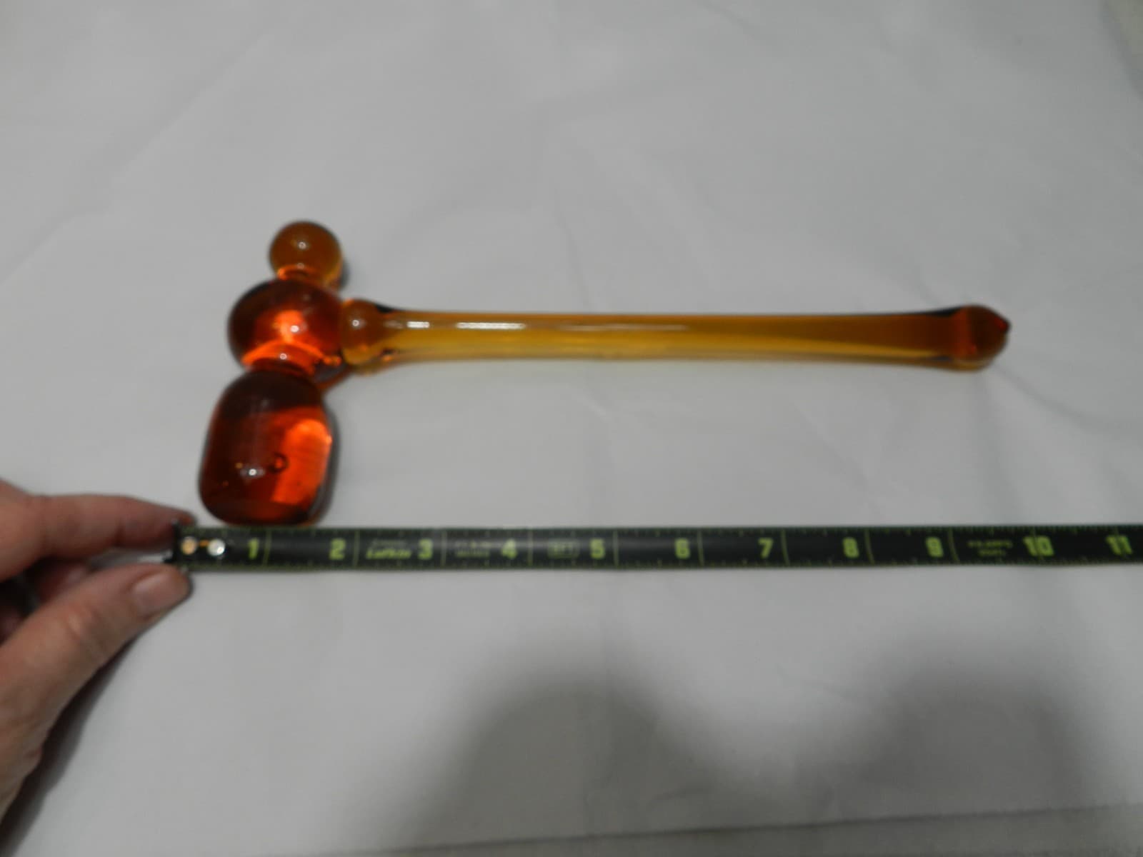 Vintage Hand Blown Glass Amber Ball Peen Hammer Art Glass 11" (Z82S) - Thumbnail 6
