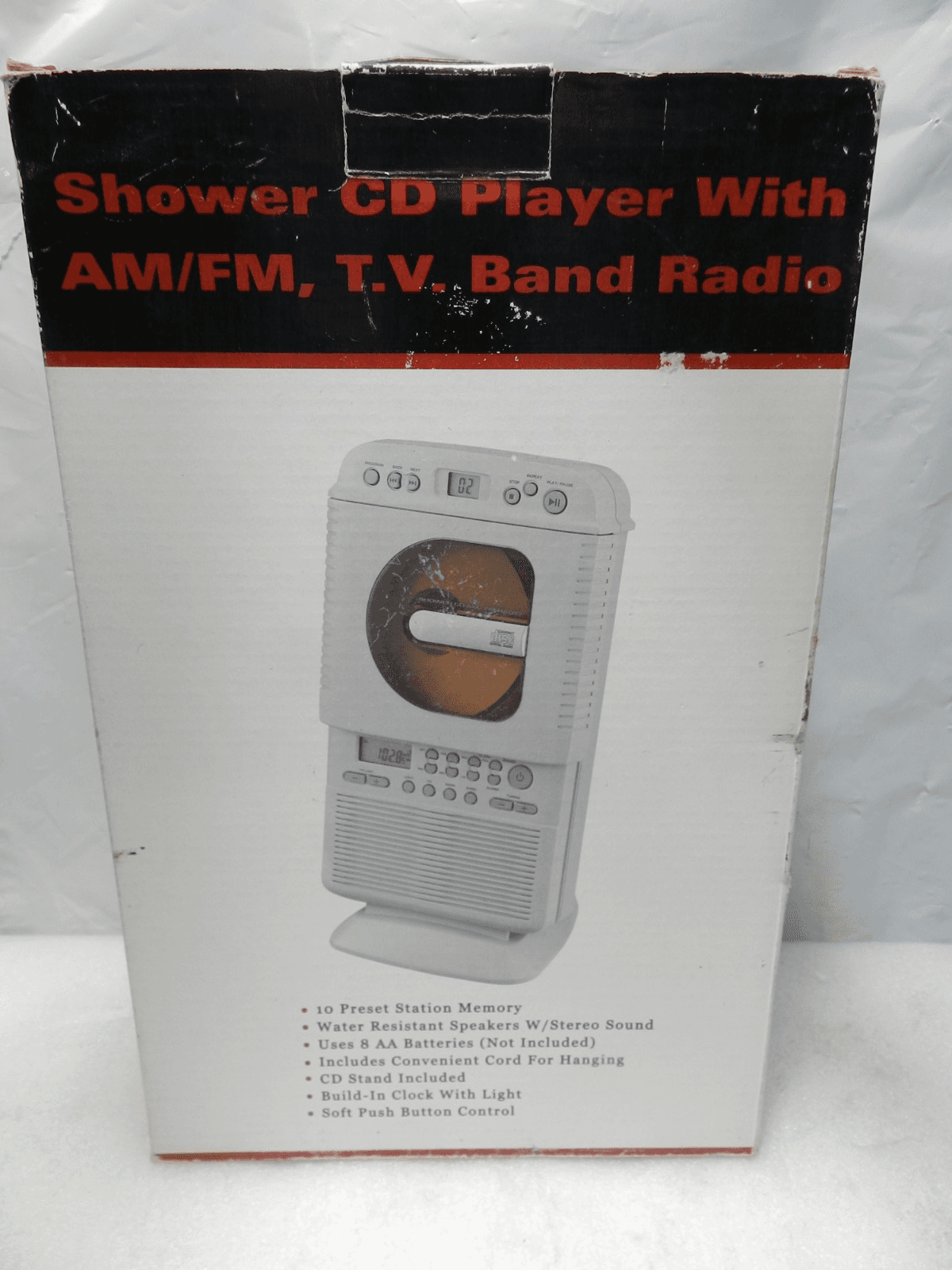 New Vintage Shower CD Player With AM/ FM T.V. Band Radio Unused (H32J)