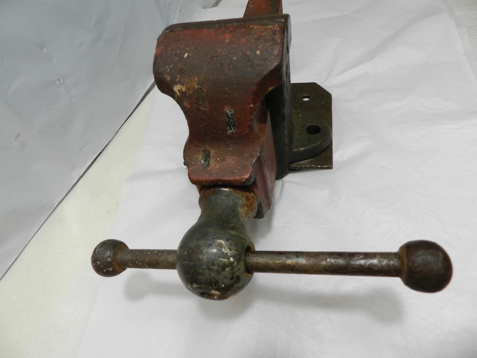 Prentiss Bull Dog No 50 Vise Bench Antique Tool Cast Iron 3-1/4" Jaw fixed base - Thumbnail 5