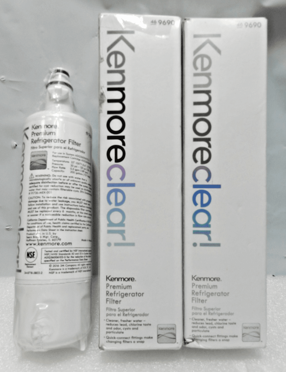 3 KenmoreClear! 46-9690 Refrigerator Water Filter Kenmore Clear (M58K)