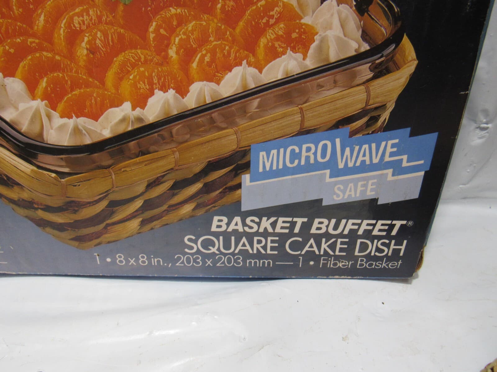 Anchor Hocking Brown Glass Basket Buffet Cake Pan w/Basket 8x8 (R31J) - Thumbnail 7