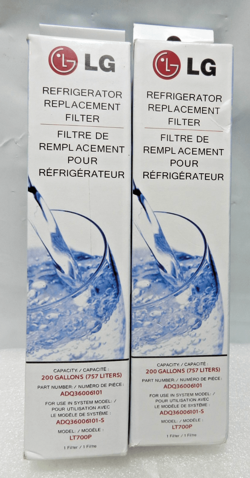 2 NEW LG LT700P Replacement Refrigerator Water Filter OEM (ADQ36006101) (M55K)
