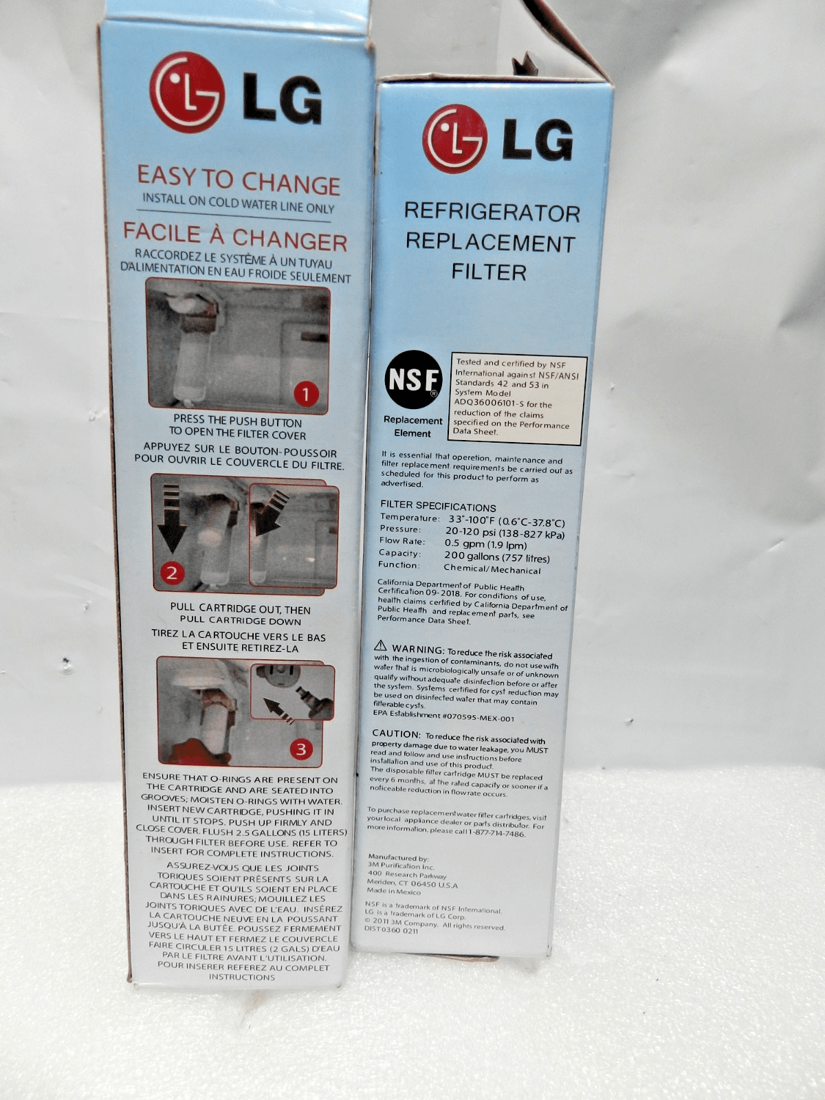 2 NEW LG LT700P Replacement Refrigerator Water Filter OEM (ADQ36006101) (M55K) - Thumbnail 2