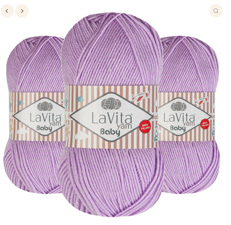 3 LaVita Baby Premium Acrylic Yarn Skeins 820 Yards 3.5 oz 5119 Lavender (M61K)