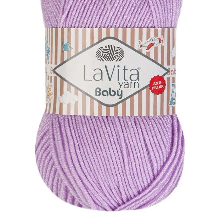 3 LaVita Baby Premium Acrylic Yarn Skeins 820 Yards 3.5 oz 5119 Lavender (M61K) - Thumbnail 2