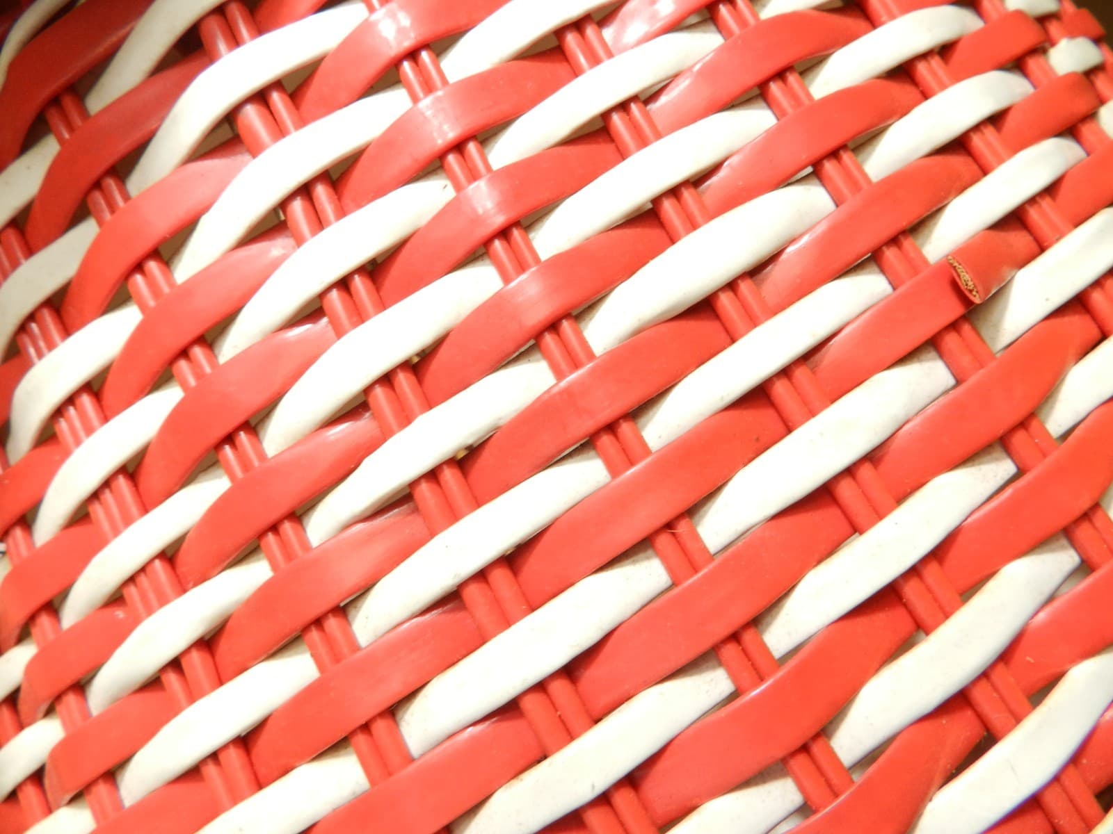 VTG 60s Red/White Wicker Hat Wig Box Locking Lid Beaded Handle Hong Kong 14" B4M - Thumbnail 16