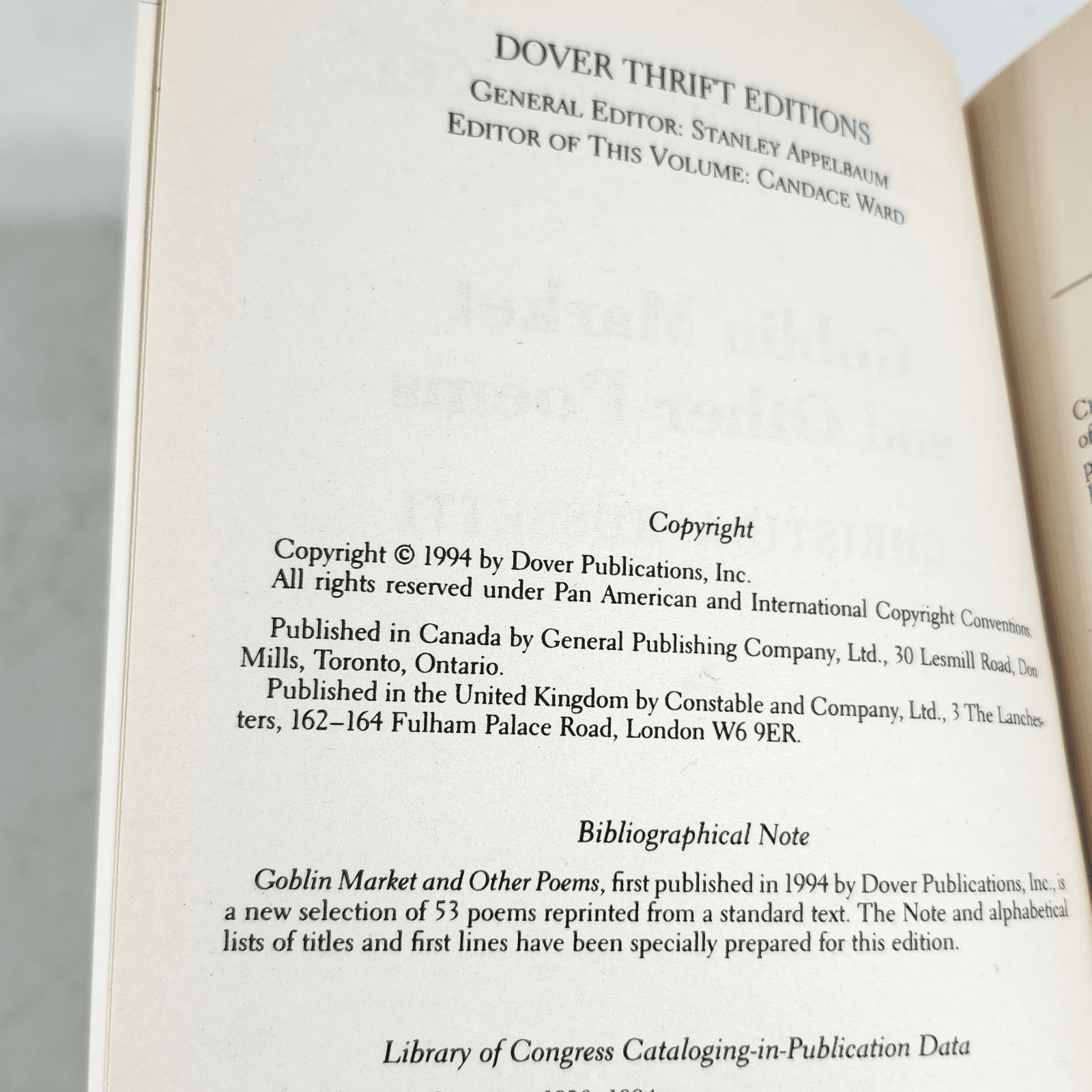 Goblin Market and Other Poems by Christina Rossetti, Dover Thrift (1994, PB) - Thumbnail 3