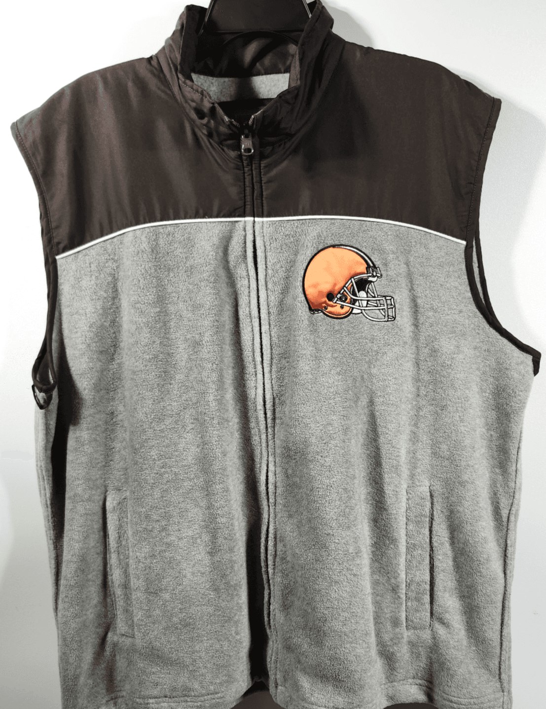 Cleveland Browns Vest Mens XL NFL Football Full Zip Gray