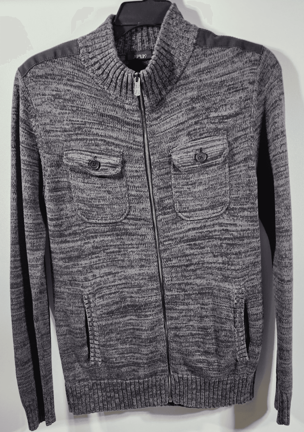 Apt. 9 Men's S Gray Knit Full Zip Sweater Long Sleeve With Pockets - Thumbnail 5
