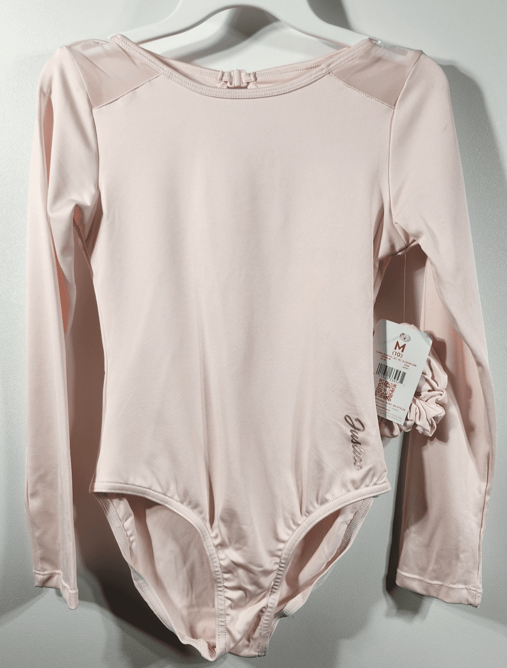 Justice Girls Pink Dance Leotard With Scrunchie Size Medium NEW