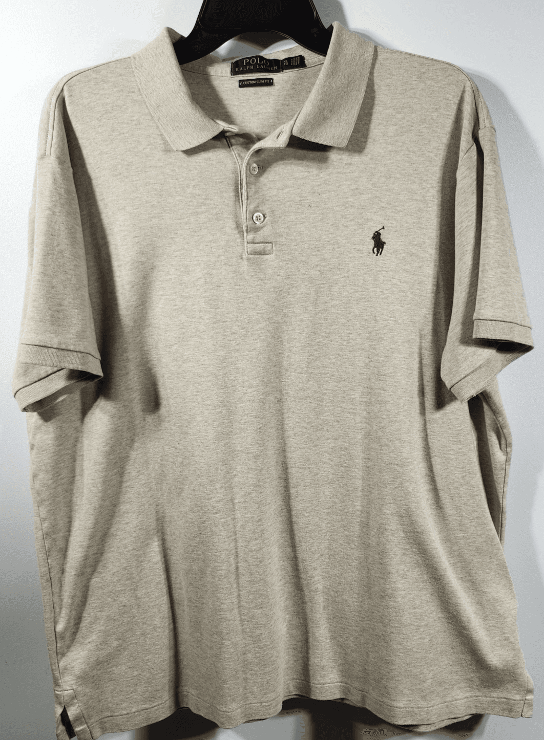 Ralph Lauren Men's XL Custom Slim Fit Soft Cotton Polo Shirt Beige Brown Pony