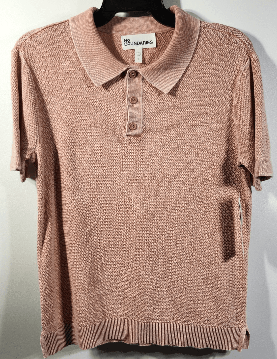 No Boundaries Men's XS Pink Polo Shirt Short Sleeve NEW