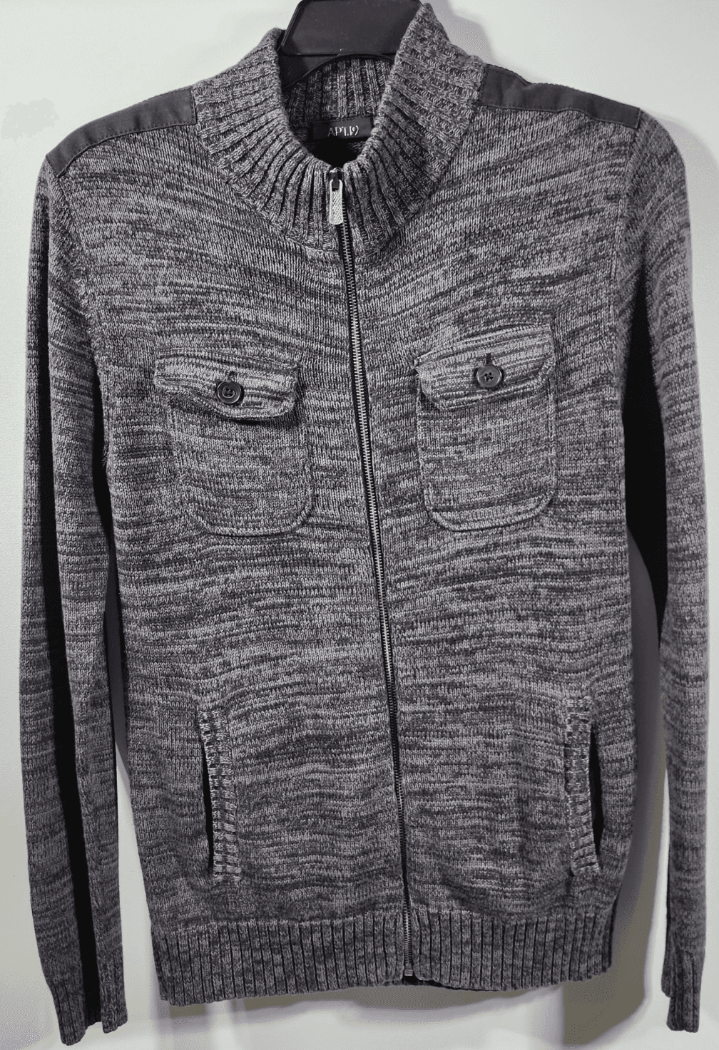Apt. 9 Men's S Gray Knit Full Zip Sweater Long Sleeve With Pockets