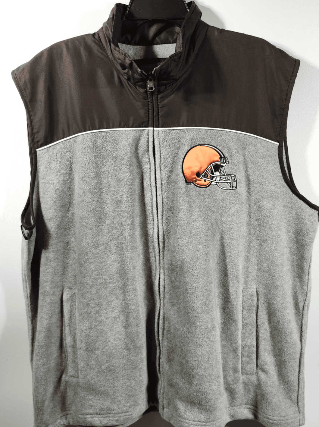 Cleveland Browns Vest Mens XL NFL Football Full Zip Gray - Thumbnail 5