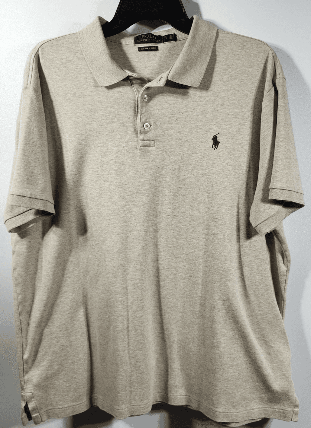 Ralph Lauren Men's XL Custom Slim Fit Soft Cotton Polo Shirt Beige Brown Pony - Thumbnail 5