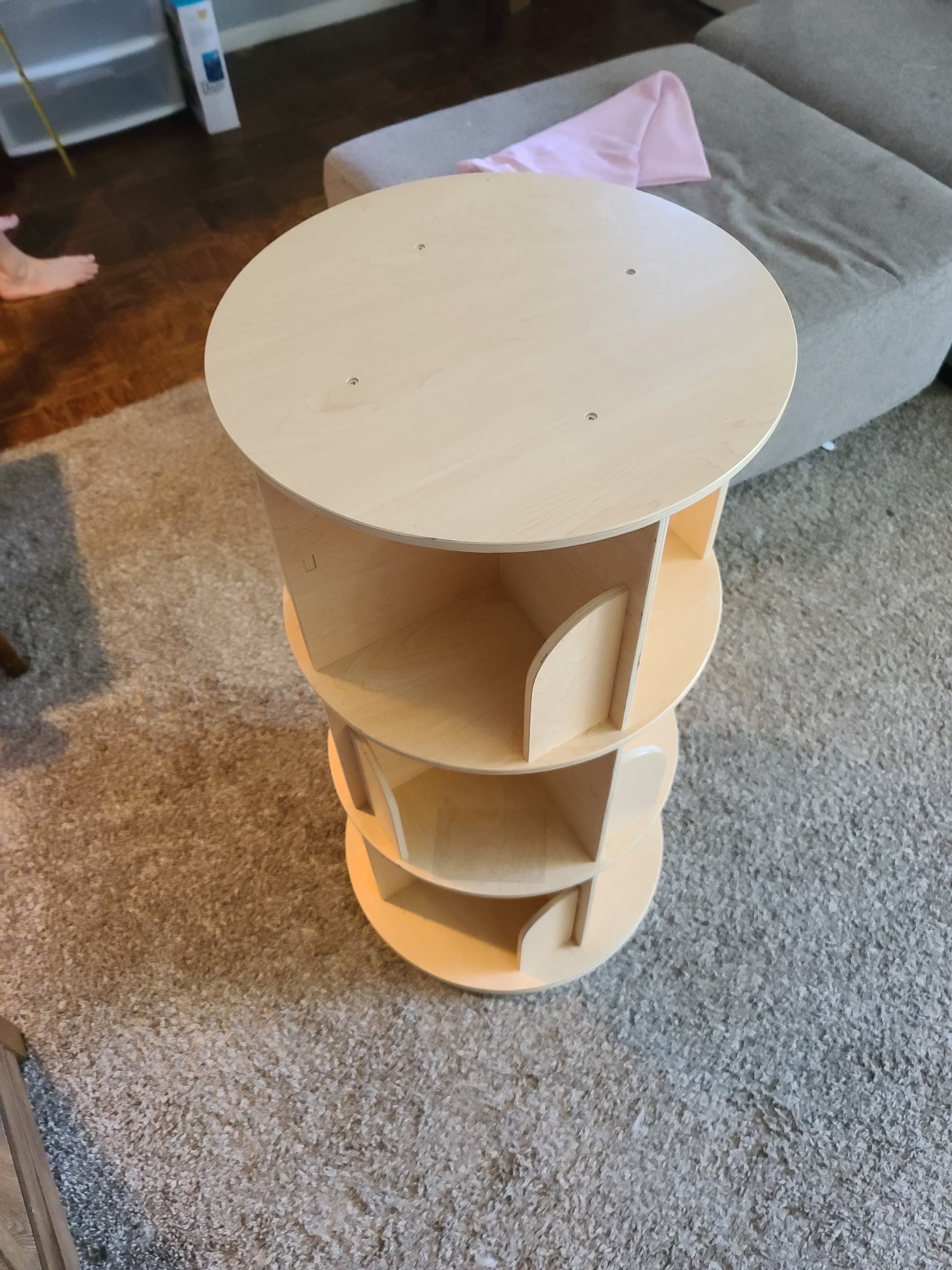 Wooden Rotating Bookshelf with 3 Tiers - Thumbnail 3