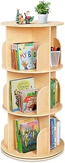 Wooden Rotating Bookshelf with 3 Tiers - Thumbnail 4