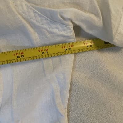 American Rag Cie Shirt Men’s Medium Ivory Solid Linen Short Sleeve Casual - Thumbnail 6