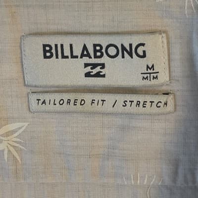 Billabong Shirt Men’s Medium Ivory Short Sleeve Casual Ocean Accents Surfer - Thumbnail 3