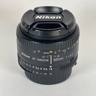 Nikon AF NIKKOR 50mm f/1.8D Prime Lens FX/DX compatible w/ Caps – VG Condition