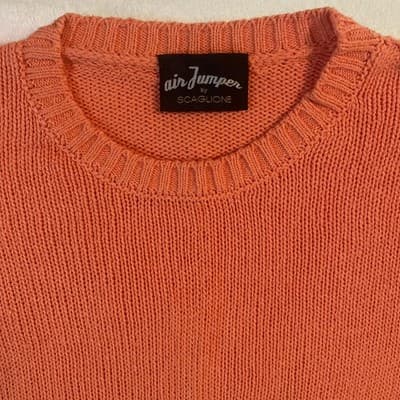 Scaglione Air Jumper Sweater Men’s Medium Orange Crew Neck Made in Italy - Thumbnail 2