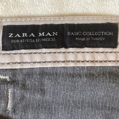 Zara Pants Men’s Waist 32 Inseam 27 Light Gray Jeans - Thumbnail 3