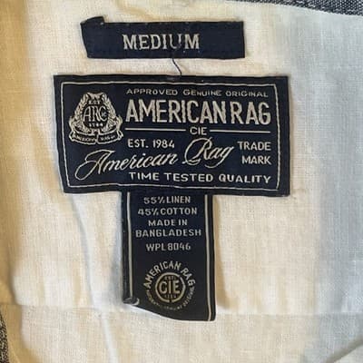 American Rag Cie Shirt Men’s Medium Ivory Solid Linen Short Sleeve Casual - Thumbnail 3