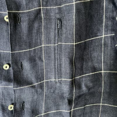 H.O.N.Y. Shirt Men's Medium Blue Long Sleeve Casual Zip Pocket Made in Italy - Thumbnail 4