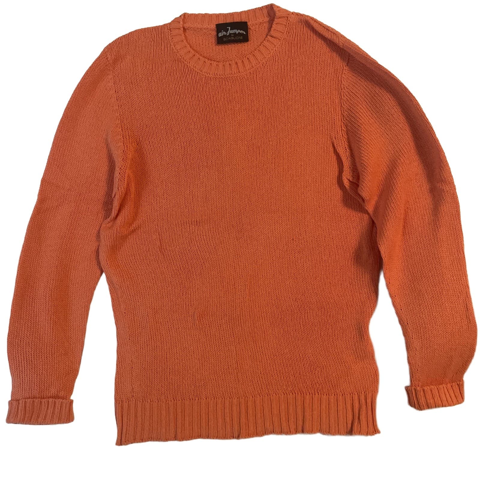 Scaglione Air Jumper Sweater Men’s Medium Orange Crew Neck Made in Italy