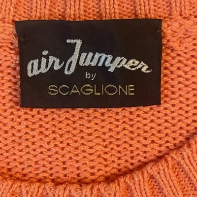 Scaglione Air Jumper Sweater Men’s Medium Orange Crew Neck Made in Italy - Thumbnail 3