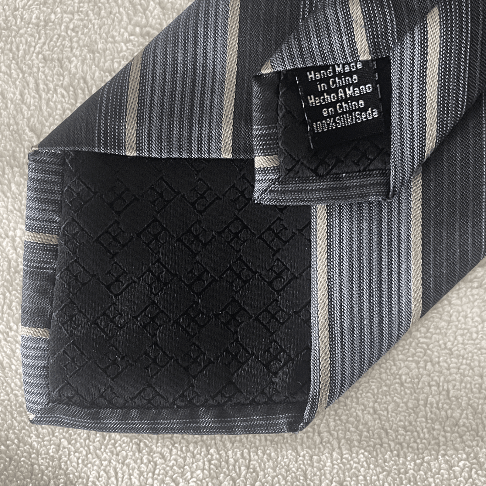 Perry Ellis Portfolio Tie Mens One Size Blue Diagonal Stripe 100% Silk Necktie - Thumbnail 4