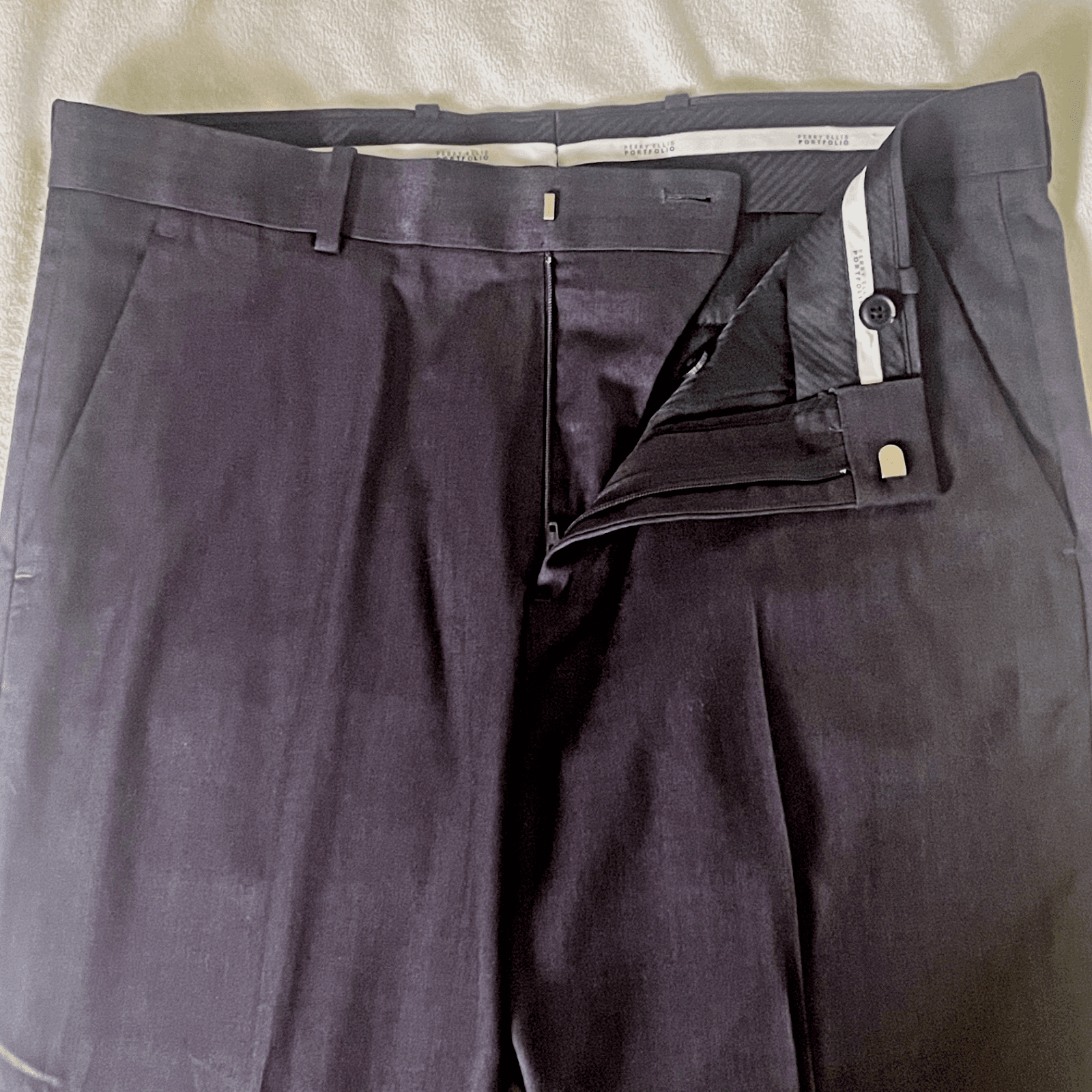 Perry Ellis Portfolio Pants Men’s Waist 32 Inseam 28 Dark Gray Dress Slacks - Thumbnail 2