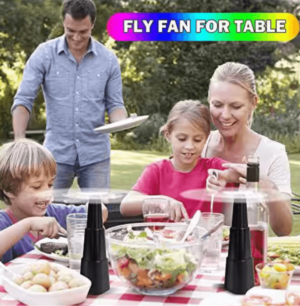 Fly Repellent Fan Table Top Battery Powered Bug Deterrent Fan Hanging Food 4Pcs - Thumbnail 2