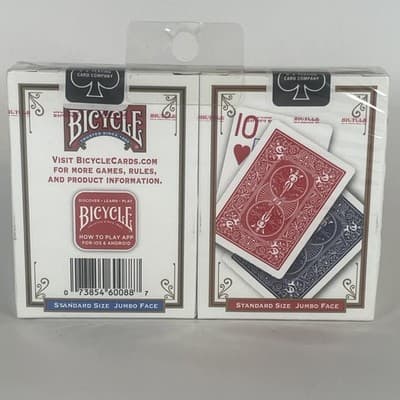 Bicycle Playing Cards Jumbo Index 2 Pack Large Print Poker Size Decks - Thumbnail 2