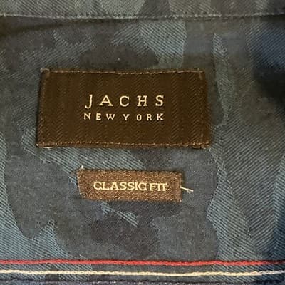 JACHS New York Shirt Men’s Medium Blue Long Sleeve Casual Subtle Paisley - Thumbnail 3