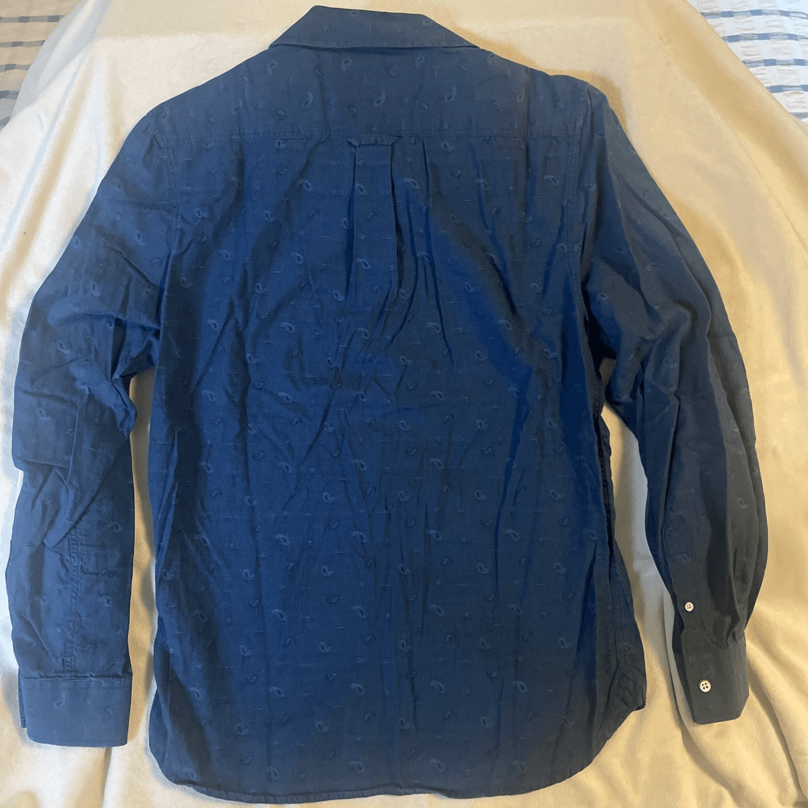 JACHS New York Shirt Men’s Medium Blue Long Sleeve Casual Subtle Paisley - Thumbnail 5